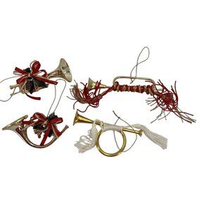 Horn Christmas Ornaments Vintage Decorated French Horn Trumpet Bugle